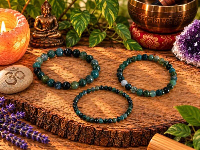 Pulsera  Ágata Musgo bola